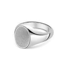 Load image into Gallery viewer, Oval Fingerprint Signet Ring Silver

