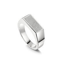Load image into Gallery viewer, Slim Rectangular Fingerprint Signet Ring Silver
