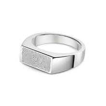 Load image into Gallery viewer, Slim Rectangular Fingerprint Signet Ring Silver
