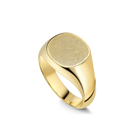 Cushion Fingerprint Signet Ring Gold