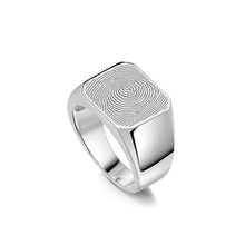 Load image into Gallery viewer, Octagonal Fingerprint Signet Ring - Silver
