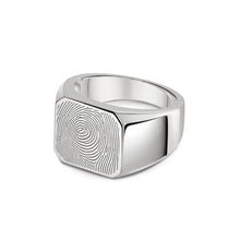 Load image into Gallery viewer, Octagonal Fingerprint Signet Ring - Silver
