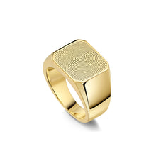 Load image into Gallery viewer, Octagonal Fingerprint Signet Ring Gold
