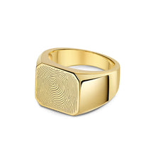 Load image into Gallery viewer, Octagonal Fingerprint Signet Ring Gold
