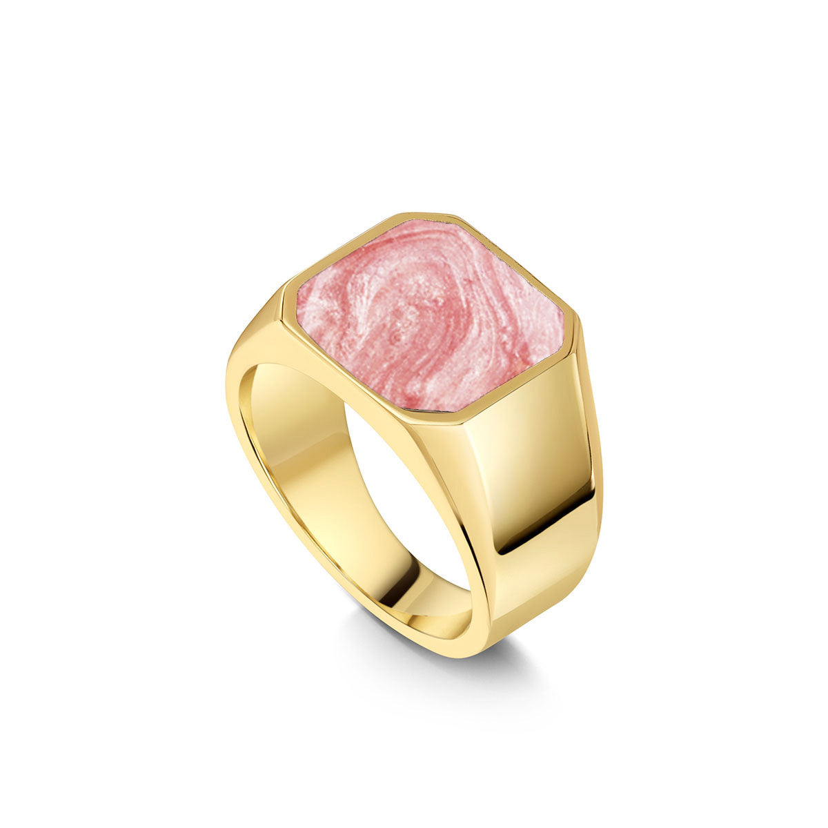 Octagonal Signet Ashes Resin Ring - Gold