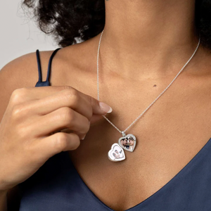Malachite Personalised Heart Locket – Silver