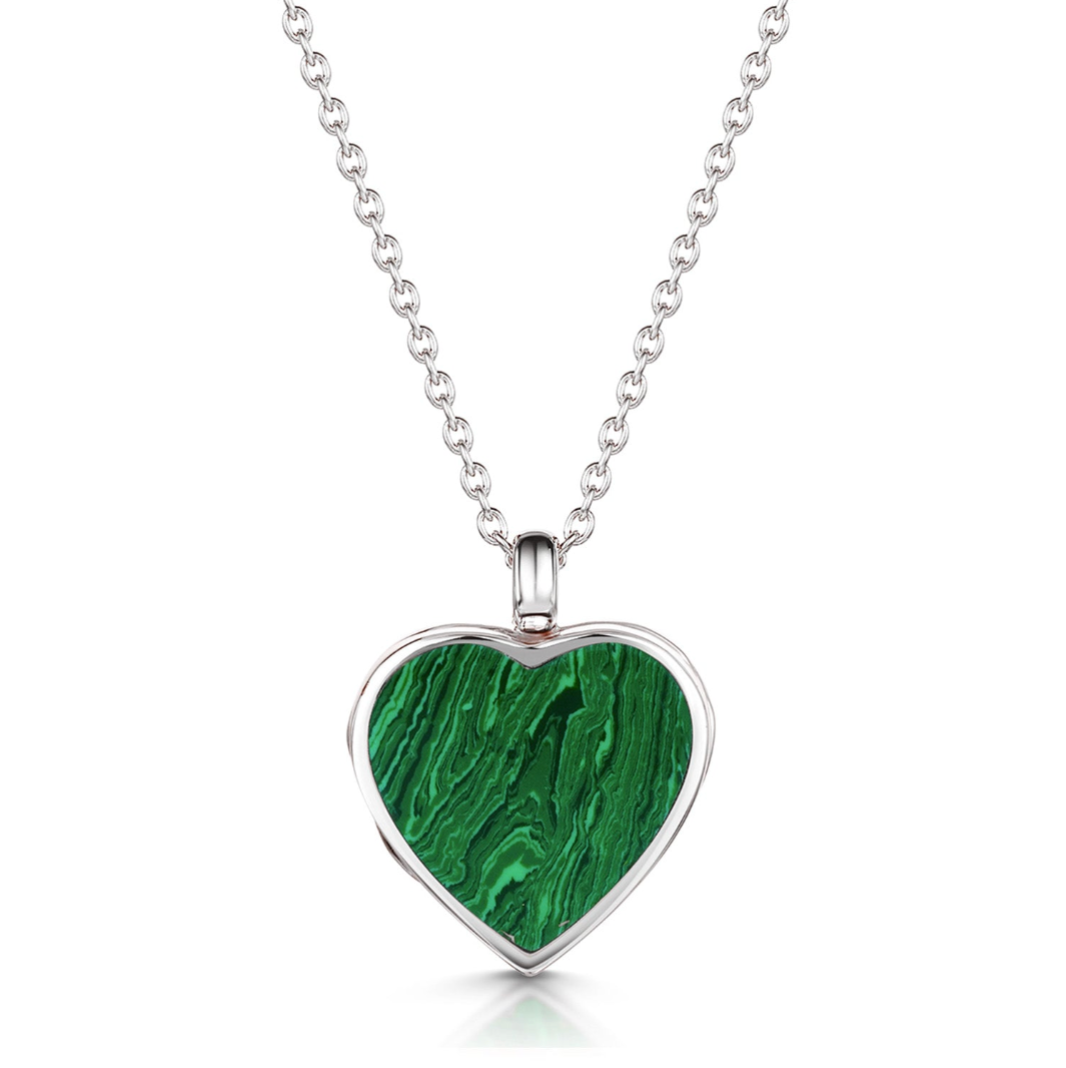 Malachite Personalised Heart Locket
