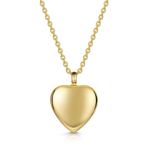 Scroll Heart Urn Ashes Necklace – Gold