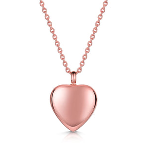 Scroll Heart Urn Ashes Necklace – Rose Gold