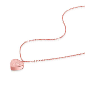 Scroll Heart Urn Ashes Necklace – Rose Gold