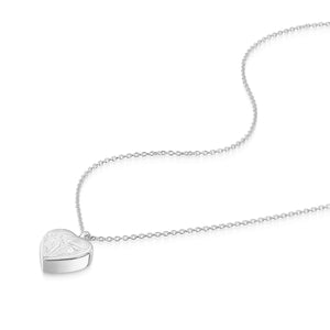 Scroll Heart Urn Ashes Necklace – Silver