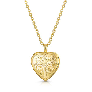 Scroll Heart Urn Ashes Necklace – Gold