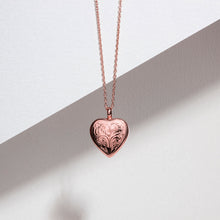 Load image into Gallery viewer, Scroll Heart Urn Ashes Necklace – Rose Gold
