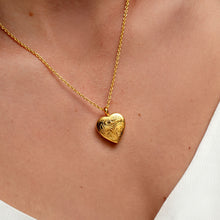 Load image into Gallery viewer, Scroll Heart Urn Ashes Necklace – Gold
