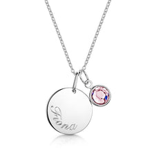 Load image into Gallery viewer, Swarovski® Birthstone Disc Necklace – Silver
