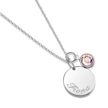 Load image into Gallery viewer, Swarovski® Birthstone Disc Necklace – Silver
