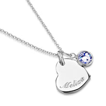 Load image into Gallery viewer, Swarovski® Birthstone Heart Necklace – Silver
