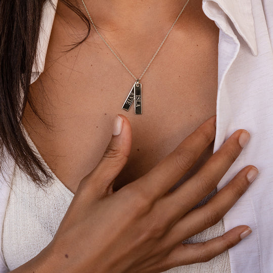 Twin Tag Personalised Necklace - Silver