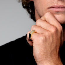 Load image into Gallery viewer, Men's Slim Rectangular Fingerprint Signet Ring - Gold
