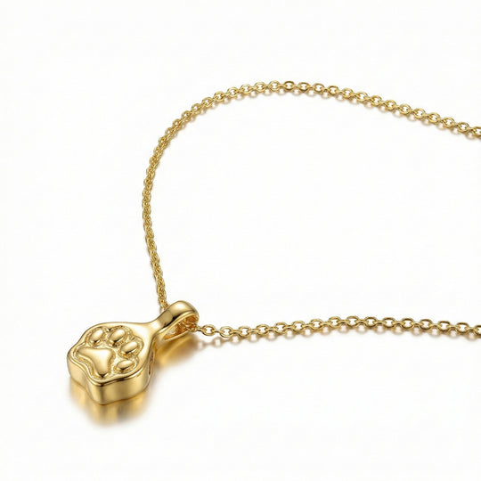 Mini Pressed Paw Urn Necklace - Gold