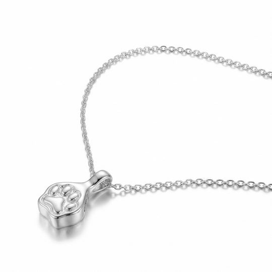 Mini Pressed Paw Urn Necklace - Silver