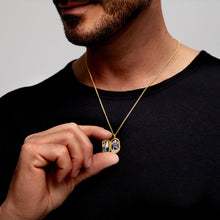 Load image into Gallery viewer, Men&#39;s Small Onyx Dog Tag Locket - Gold
