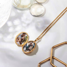 Load image into Gallery viewer, Oval Locket With Clear Crystal - Gold
