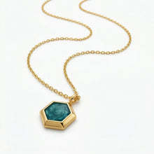 Load image into Gallery viewer, Small Hexagonal Ashes Resin Necklace - Gold
