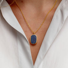 Load image into Gallery viewer, Small Lapis Dog Tag Locket - Gold
