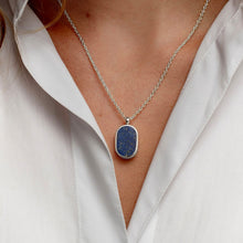 Load image into Gallery viewer, Small Lapis Dog Tag Locket - Silver
