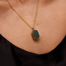 Load image into Gallery viewer, Small Malachite Dog Tag Locket - Gold
