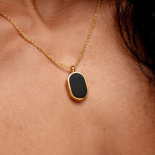 Load image into Gallery viewer, Small Onyx Dog Tag Locket - Gold
