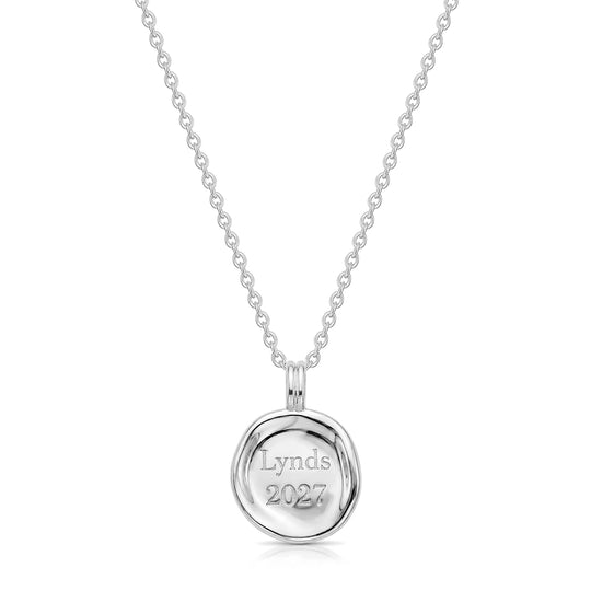 Small Organic Round Initial Necklace - Silver
