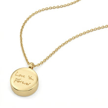 Load image into Gallery viewer, Small Round Ashes Urn Handwriting Necklace – Gold
