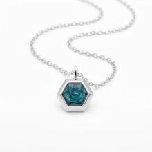 Load image into Gallery viewer, Small Hexagonal Ashes Resin Necklace - Silver
