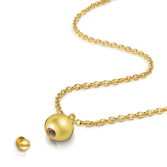 Sphere Urn Ashes Necklace - Gold