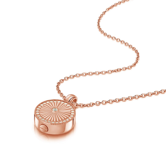 Sunbeam Crystal Halo Round Urn - Rose Gold