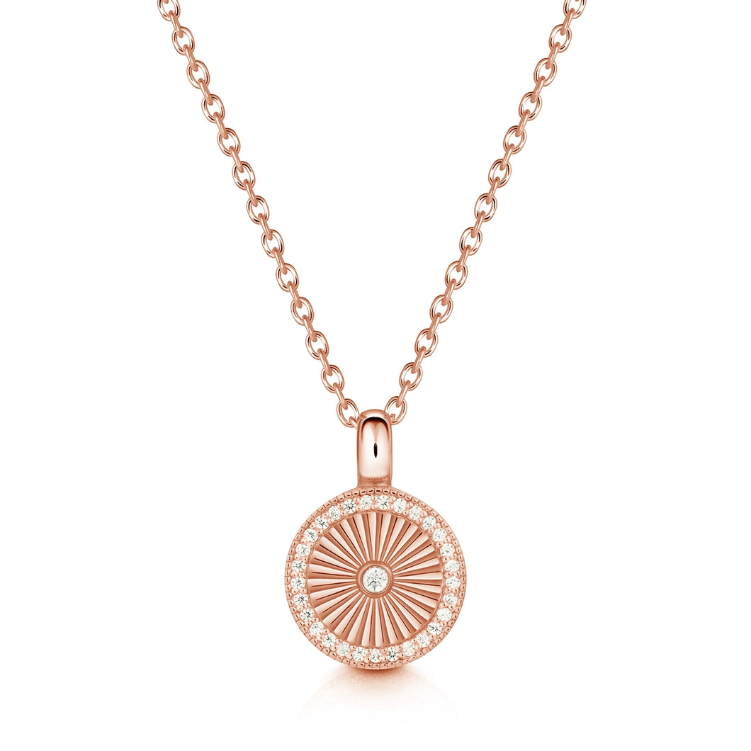 Sunbeam Crystal Halo Round Urn - Rose Gold