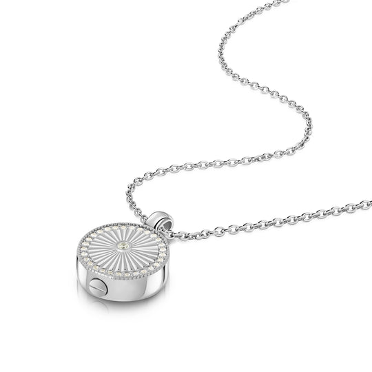 Sunbeam Crystal Halo Round Urn - Silver