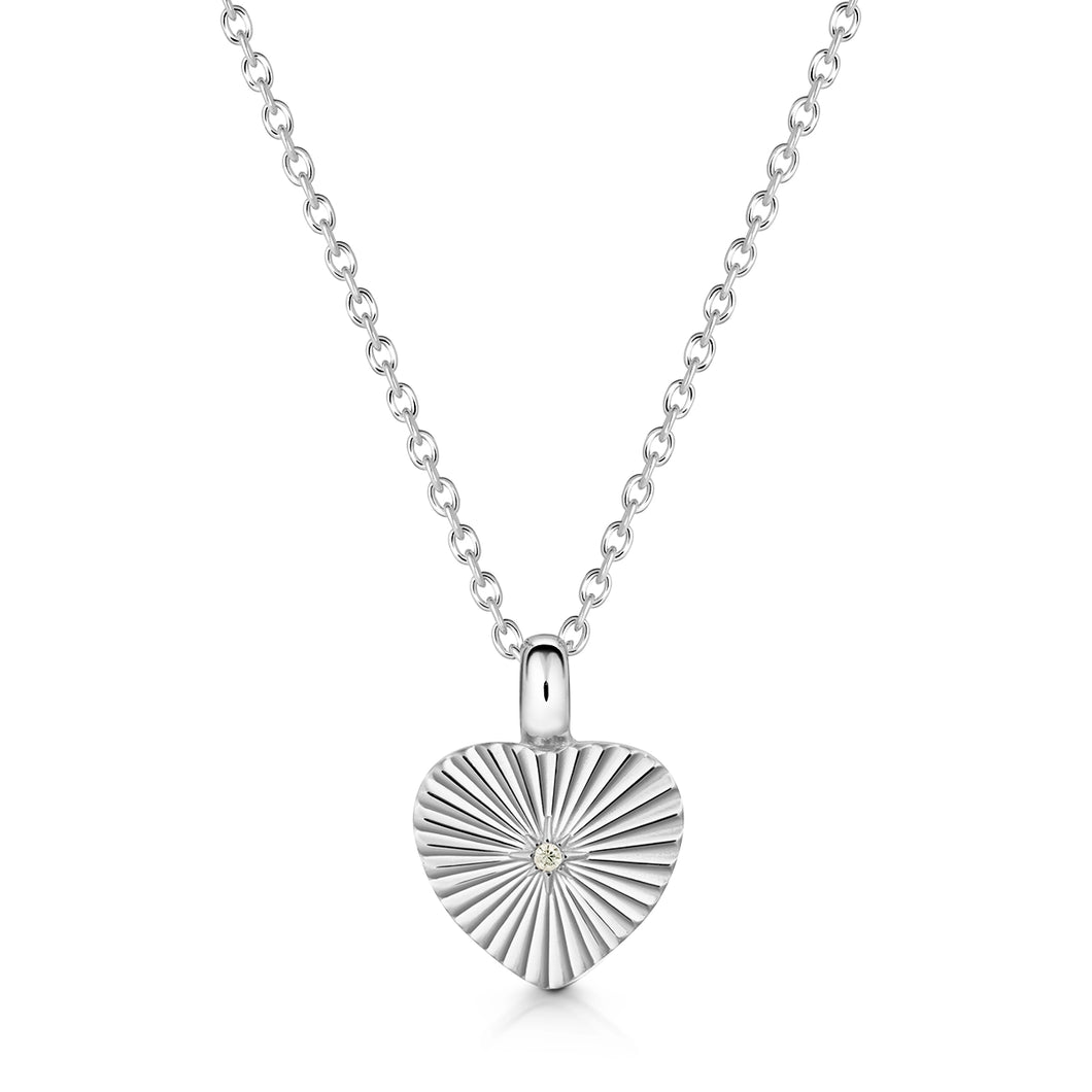 Sunbeam Crystal Heart Urn - Silver