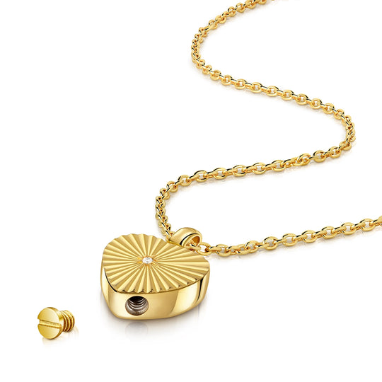 Sunbeam Crystal Heart Urn - Gold