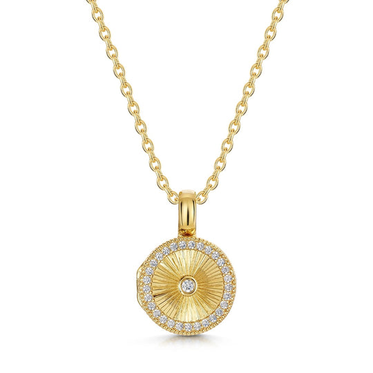Sunbeam Crystal Halo Locket Gold