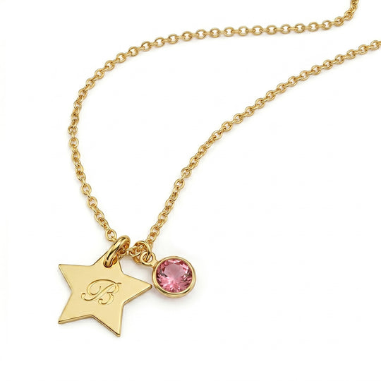 Swarovski® Birthstone Star Necklace – Gold