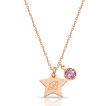 Load image into Gallery viewer, Swarovski® Birthstone Star Necklace – Rose Gold
