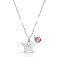 Load image into Gallery viewer, Swarovski® Birthstone Star Necklace – Silver
