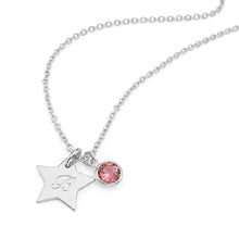Load image into Gallery viewer, Swarovski® Birthstone Star Necklace – Silver
