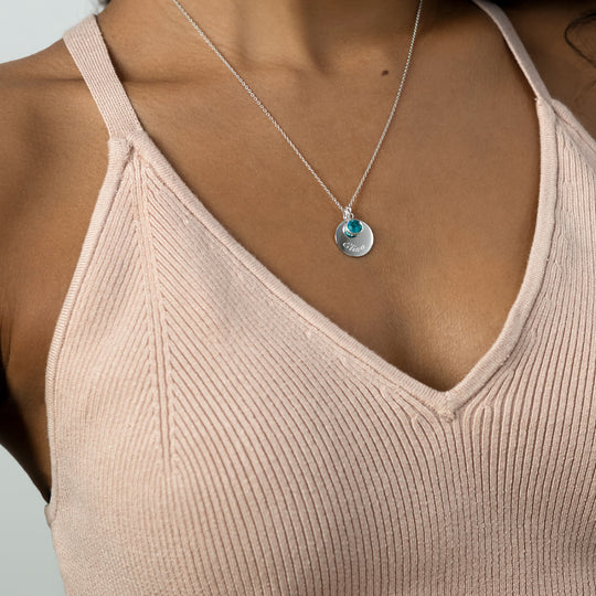 Swarovski® Birthstone Disc Necklace – Silver