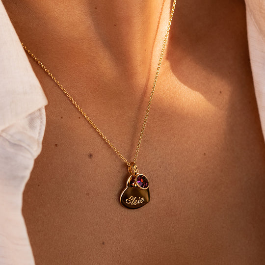 Swarovski® Birthstone Heart Necklace – Gold