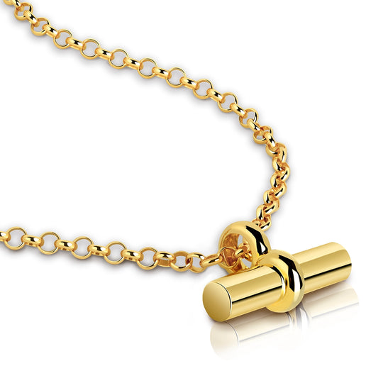 Men's Chunky T Bar Urn Necklace - Gold