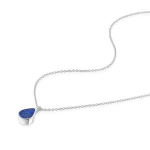 Teardrop Lapis Ashes Urn Necklace - Silver